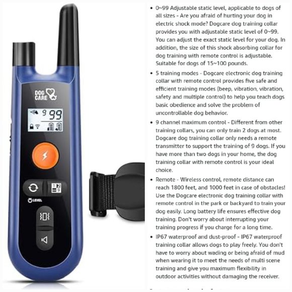 'DOG CARE' RECHARABLE DOG TRAINING COLLAR COMPLETE SYSTEM WATERPROOF - Picture 15 of 16